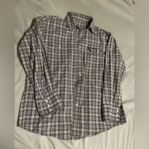 Carhartt Men's Black and White Plaid Button-Down Shirt